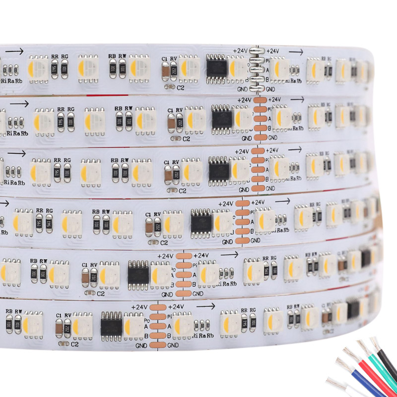 5050 RGBW LED DMX Light Strip 12mm 24V 420 LEDs 60 Pixels